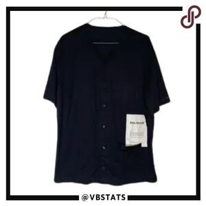 Religion London Black All Cotton Short Sleeve Button Down Shirt‎ Size XL